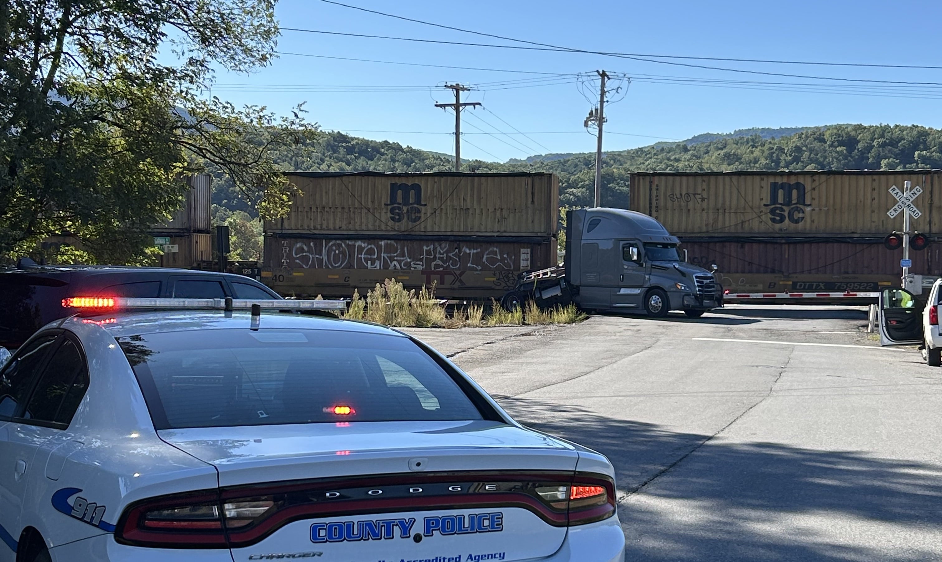 Train-Tractor-Trailer Collision Closes Roanoke County Roads