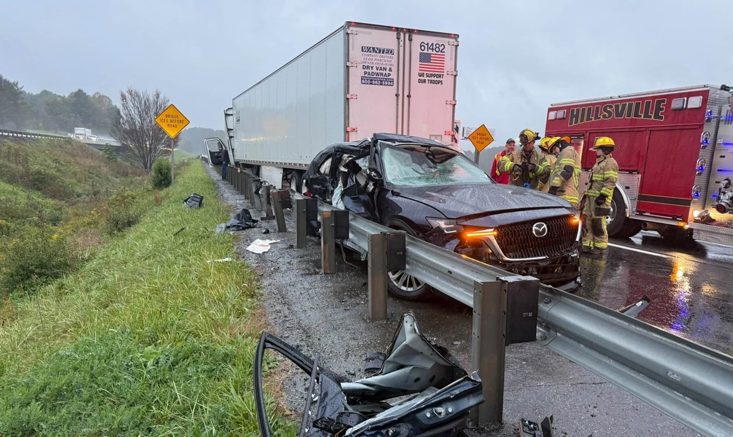 Two Hospitalized After Car and Tractor-Trailer Collision on I-77 in Carroll County