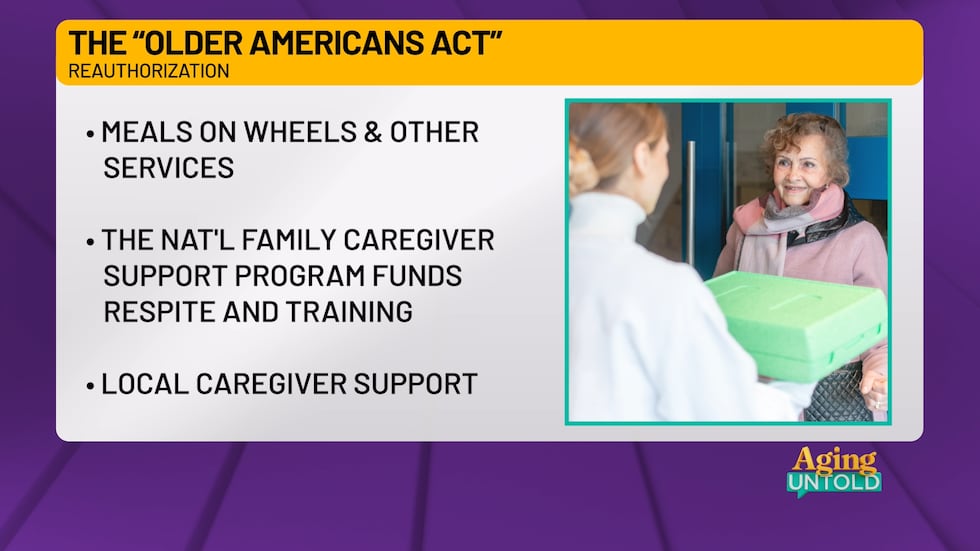 The law provides fund for state Area Agencies on Aging to deliver services for older adults,...