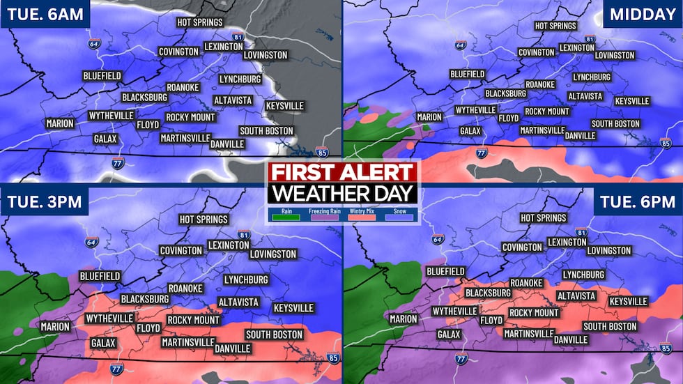 Winter weather is expected to arrive early Tuesday morning and last through Wednesday morning.