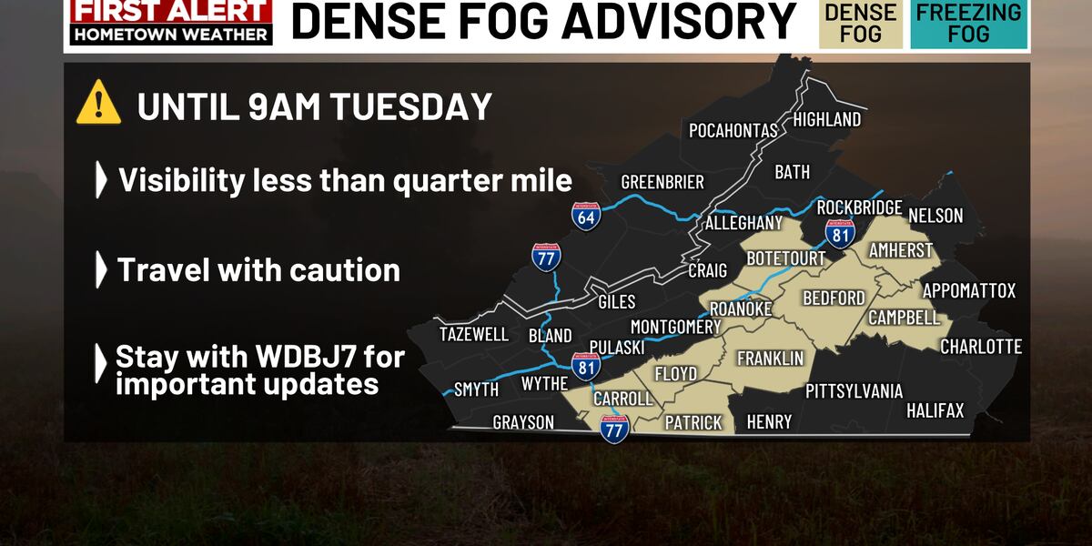 First Alert: Dense Fog Advisory overnight