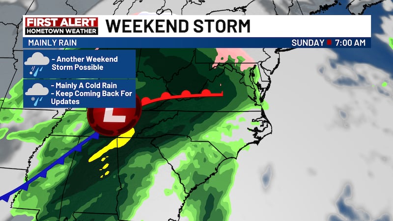 Rain moves back into the region this weekend with a light wintry mix in the higher elevations.