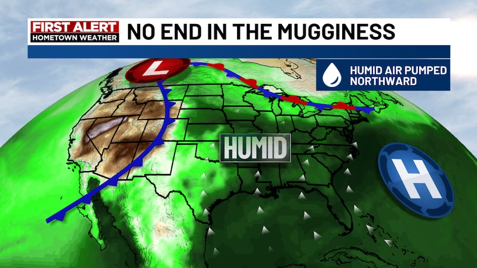 High humidity levels will continue into the weekend.