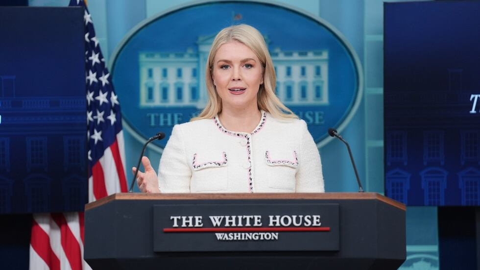 White House press secretary Karoline Leavitt speaks during a press briefing at the White...