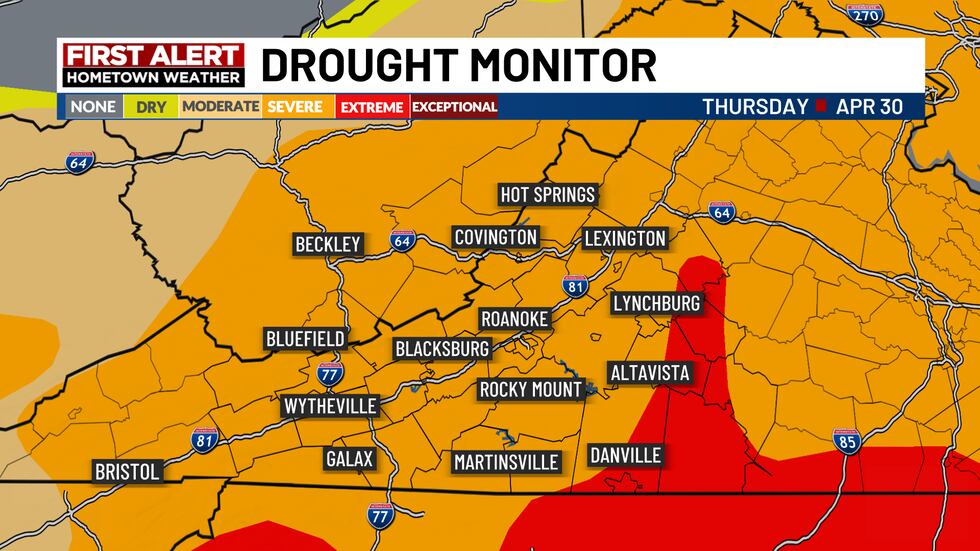 The eastern part of the region is now under an Extreme drought.