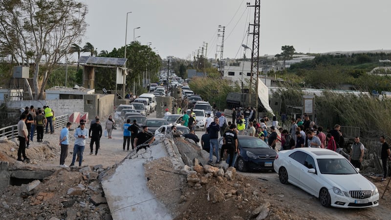 Displaced people returning to their villages following a ceasefire between Hezbollah and...