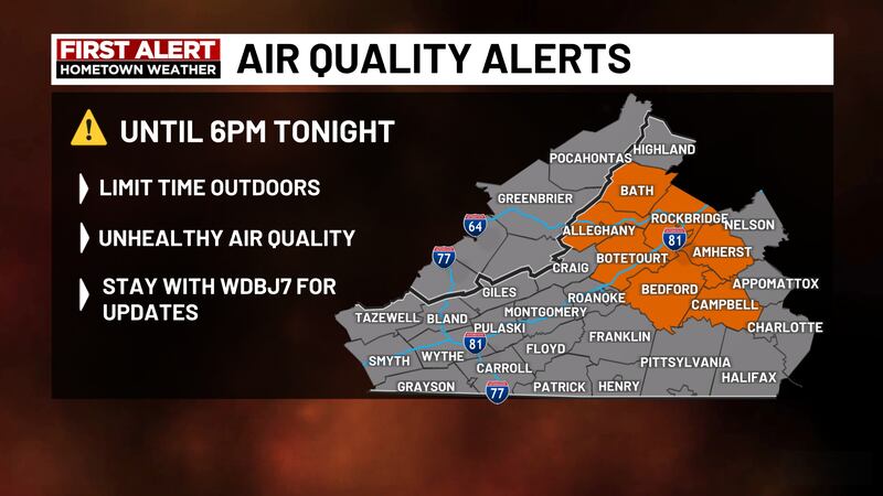 Several Virginia counties under air quality alert