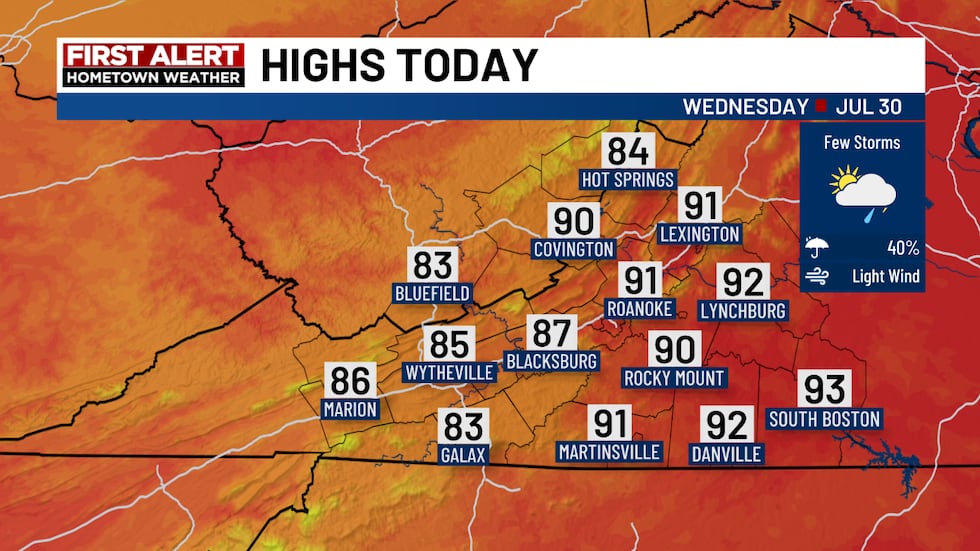 Hot and tick with some afternoon storms.