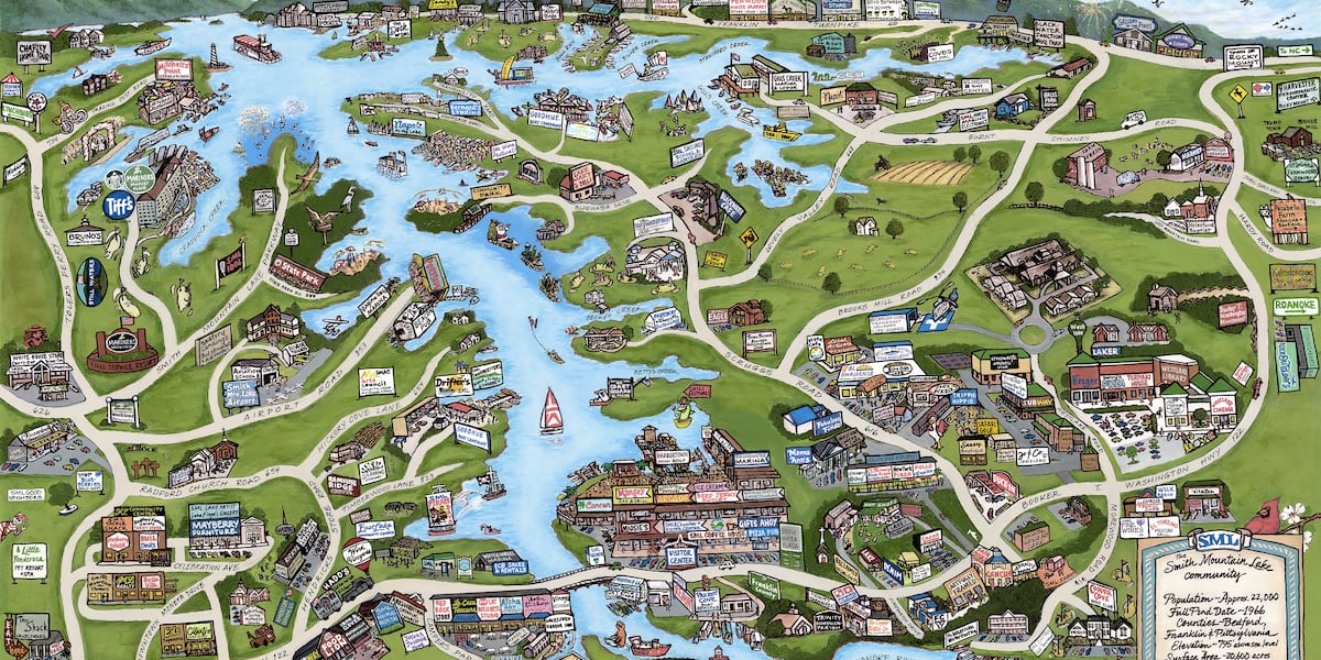 Local artist reveals new 2026 Smith Mountain Lake destination map