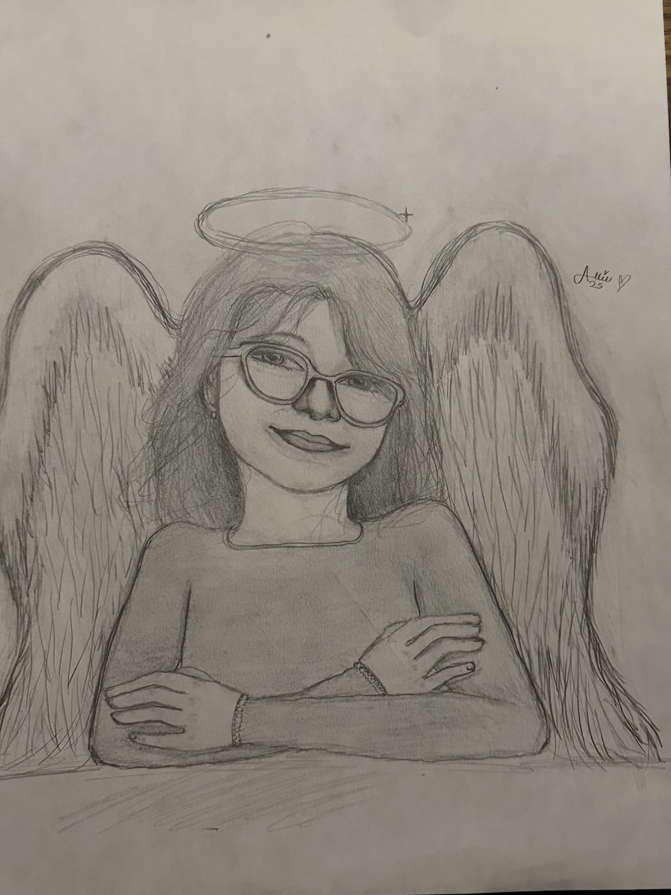 Autumn Bushman's sister draws her portrait.