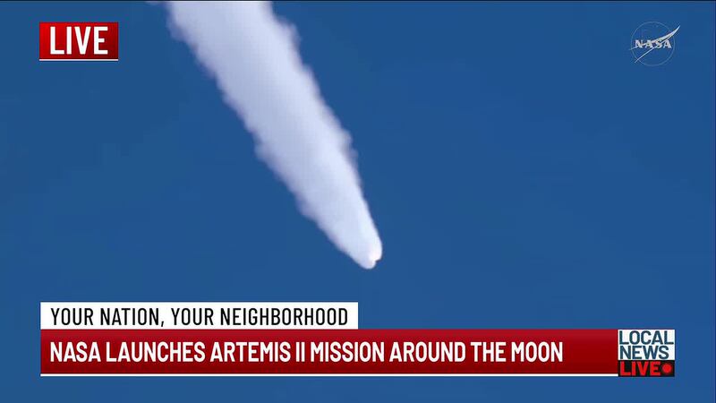 The 32-story rocket rose from NASA’s Kennedy Space Center where tens of thousands gathered to...