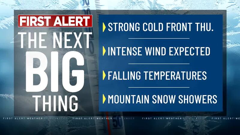 We'll see increasing wind, falling temperatures and mountain snow later tonight through Thursday.